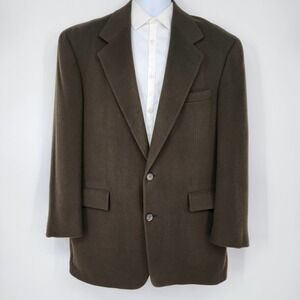 VTG‎ Mark Shale Camel Hair Sport Coat Mens 43 Long Dark Olive Blazer Old Money